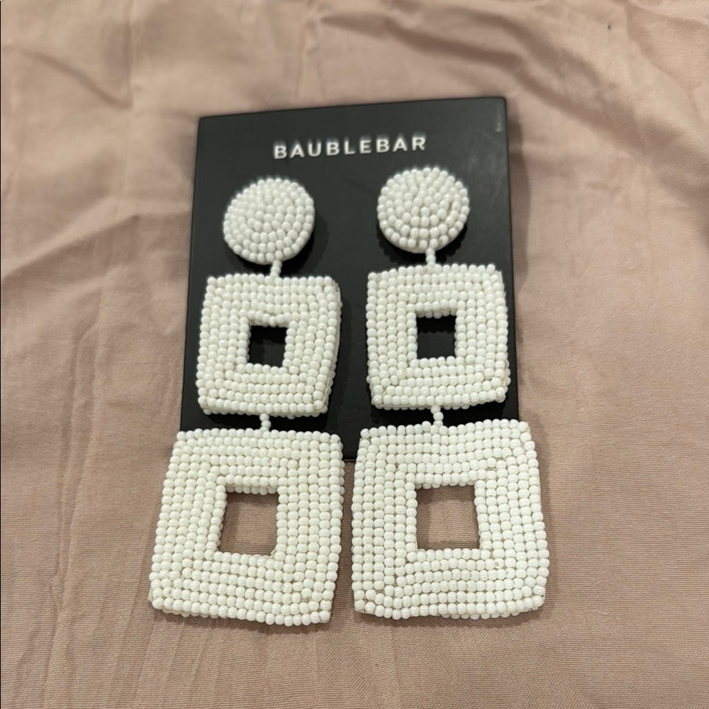 NWT BaubleBar White Geometric BEADED Earrings